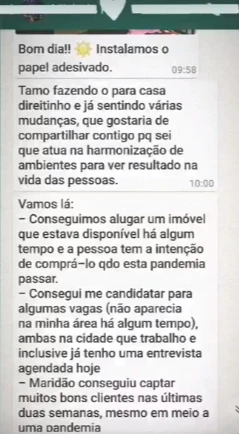 Conversa de WhatsApp com o relato de um cliente sobre imóvel e trabalho